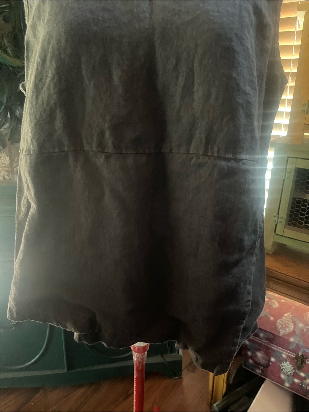 Flax Womens Sleeveless Black Linen Top - Picture 8 of 11